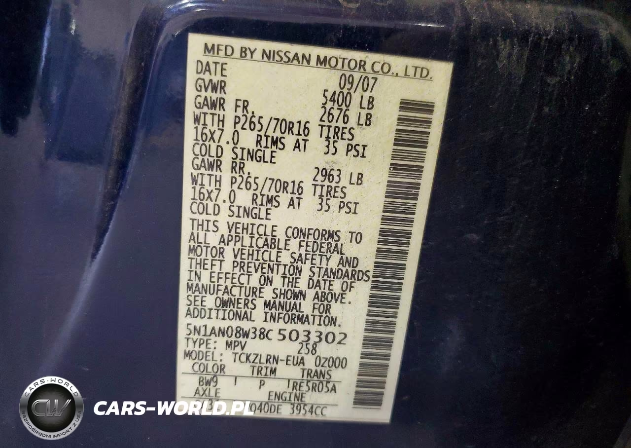 2008 Nissan Xterra X VIN:5N1AN08W38C503302 - 13