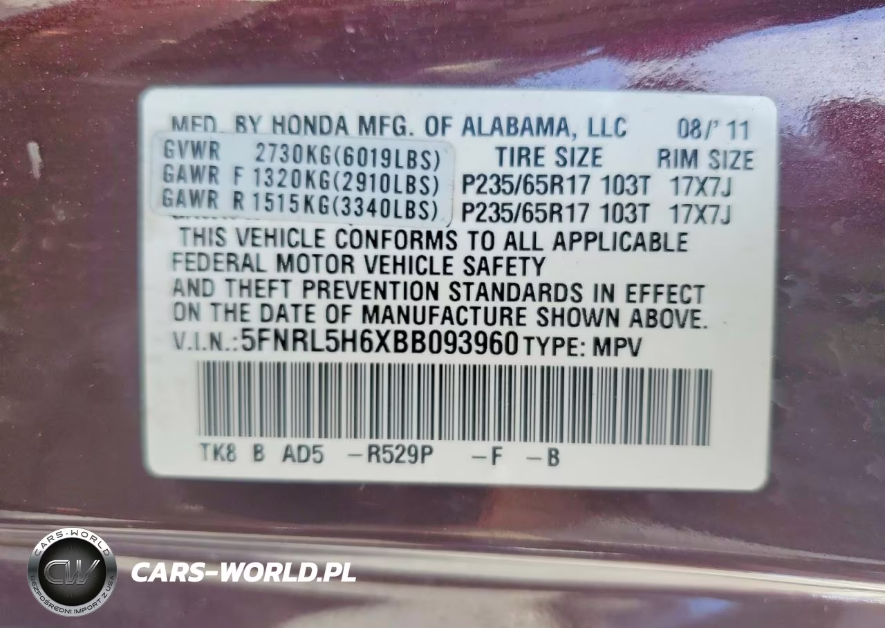 2011 Honda Odyssey Exl VIN:5FNRL5H6XBB093960 - 13