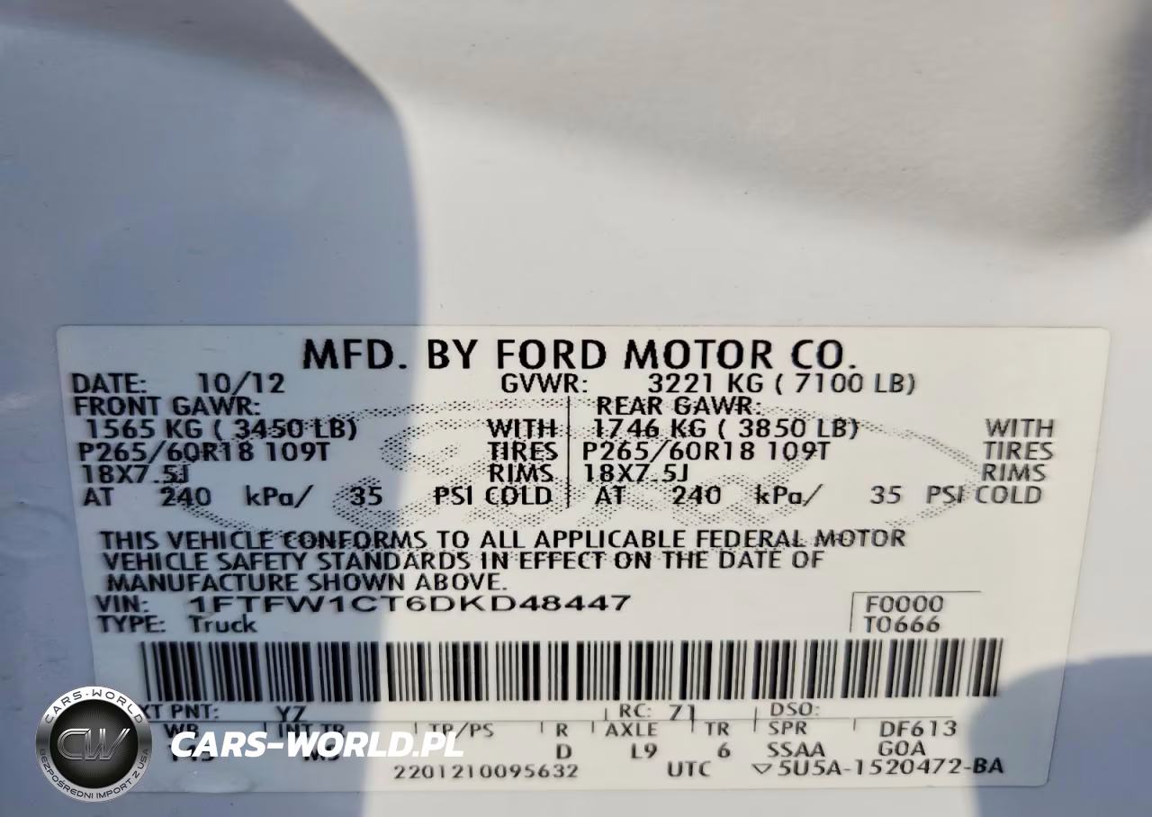 2013 Ford F150 Supercrew VIN:1FTFW1CT6DKD48447 - 13