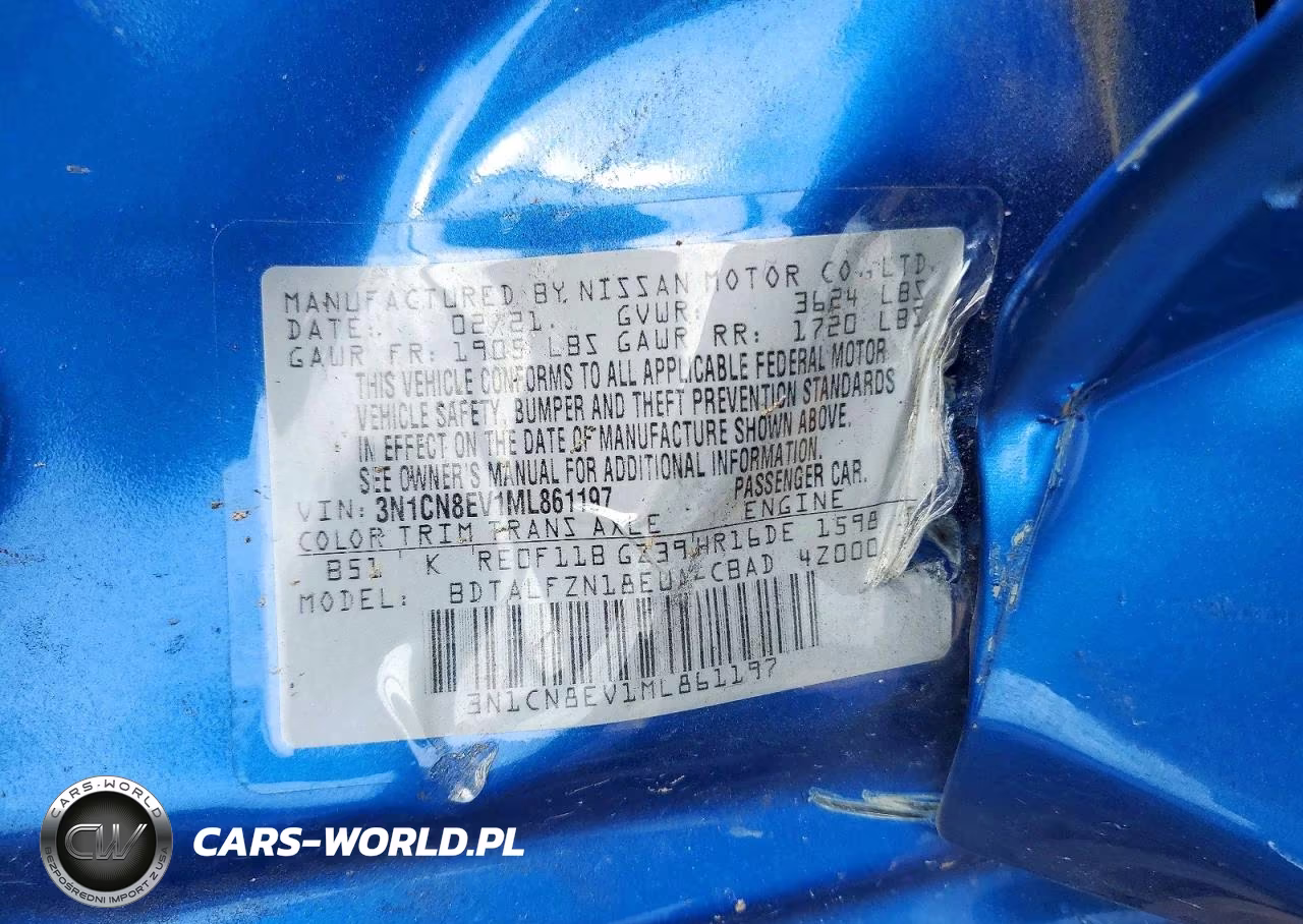 2021 Nissan Versa Sv VIN:3N1CN8EV1ML861197 - 12