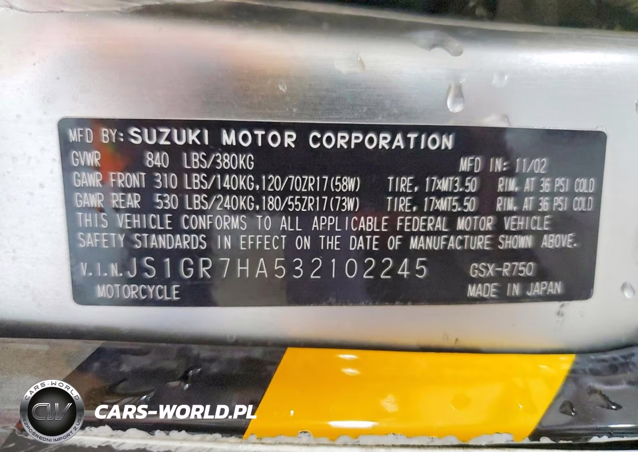 2003 Suzuki Gsx-R750 VIN:JS1GR7HA532102245 - 10