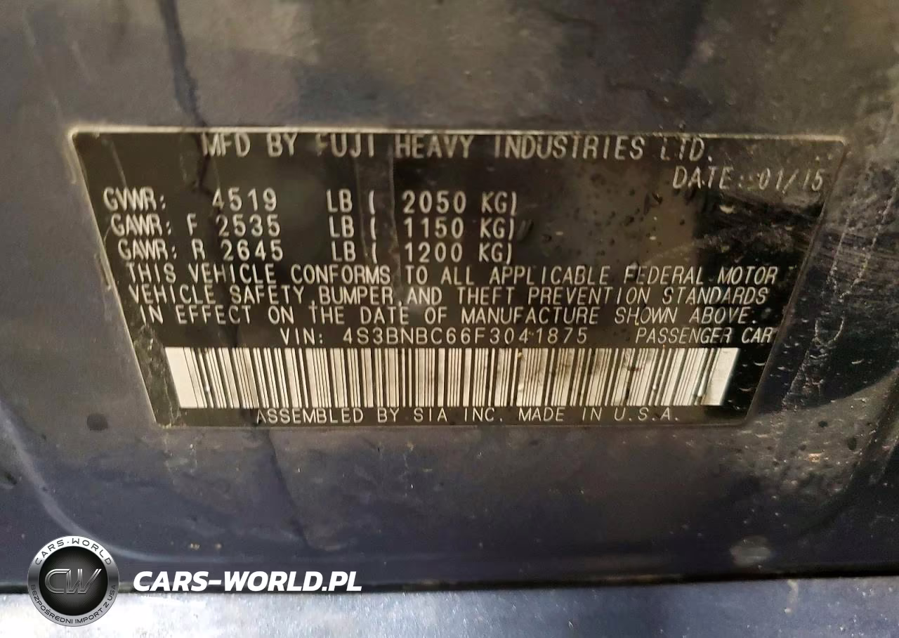 2015 Subaru Legacy 2.5I Premium VIN:4S3BNBC66F3041875 - 12