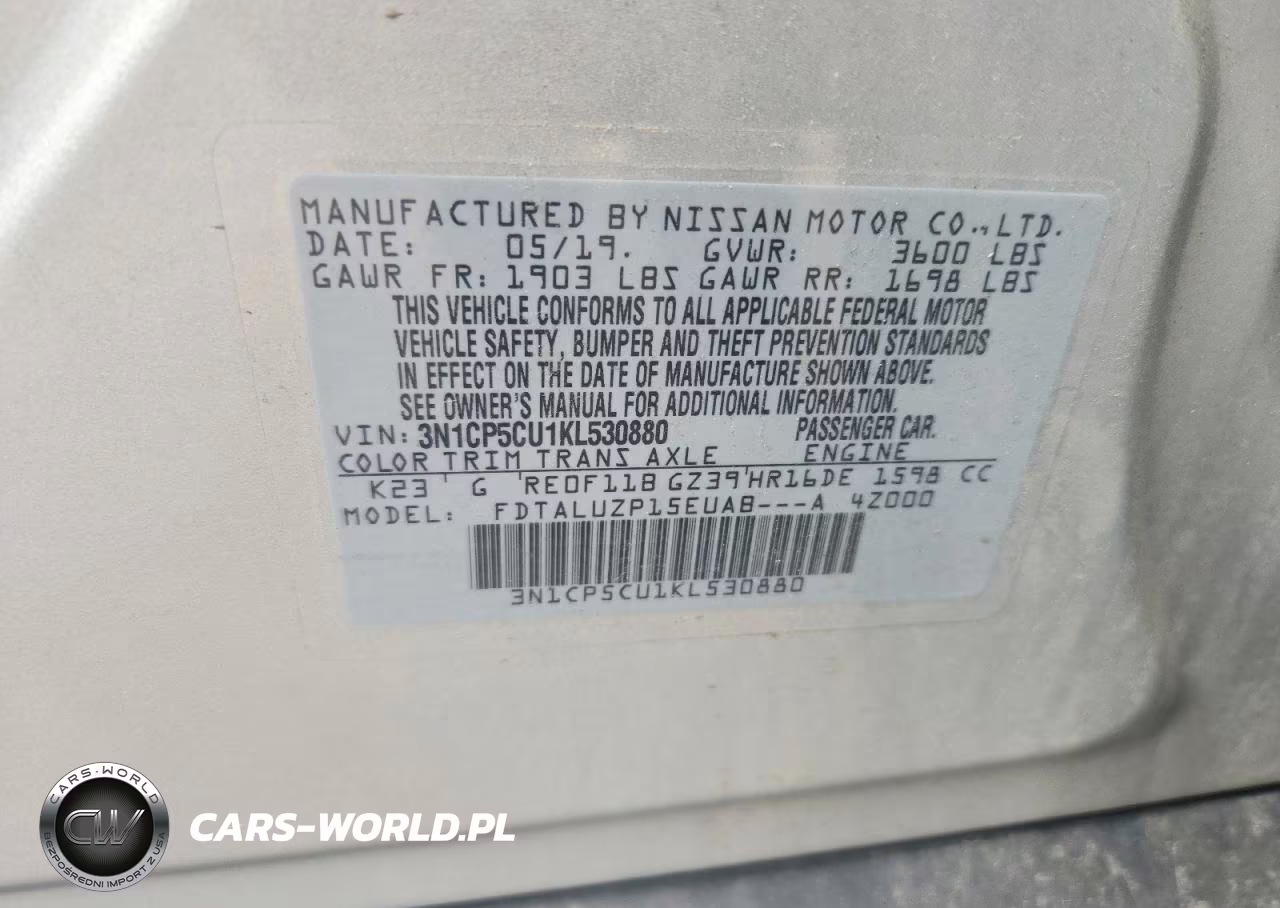 2019 Nissan Kicks S VIN:3N1CP5CU1KL530880 - 13