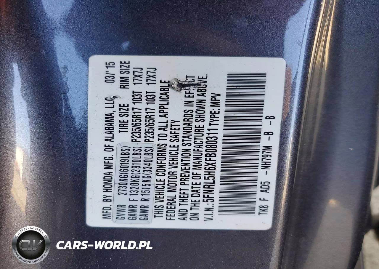 2015 Honda Odyssey Exl VIN:5FNRL5H6XFB080311 - 13