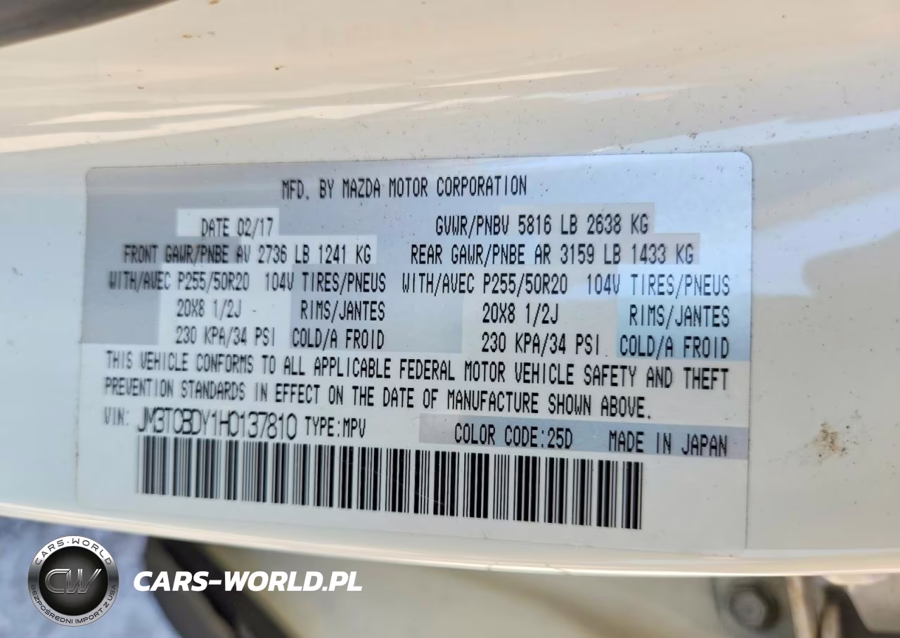 2017 Mazda Cx-9 Grand Touring VIN:JM3TCBDY1H0137810 - 13