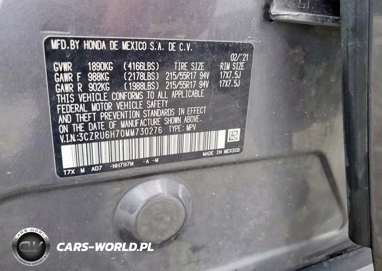 2021 Honda Hr-V Exl VIN:3CZRU6H70MM730276 - 13