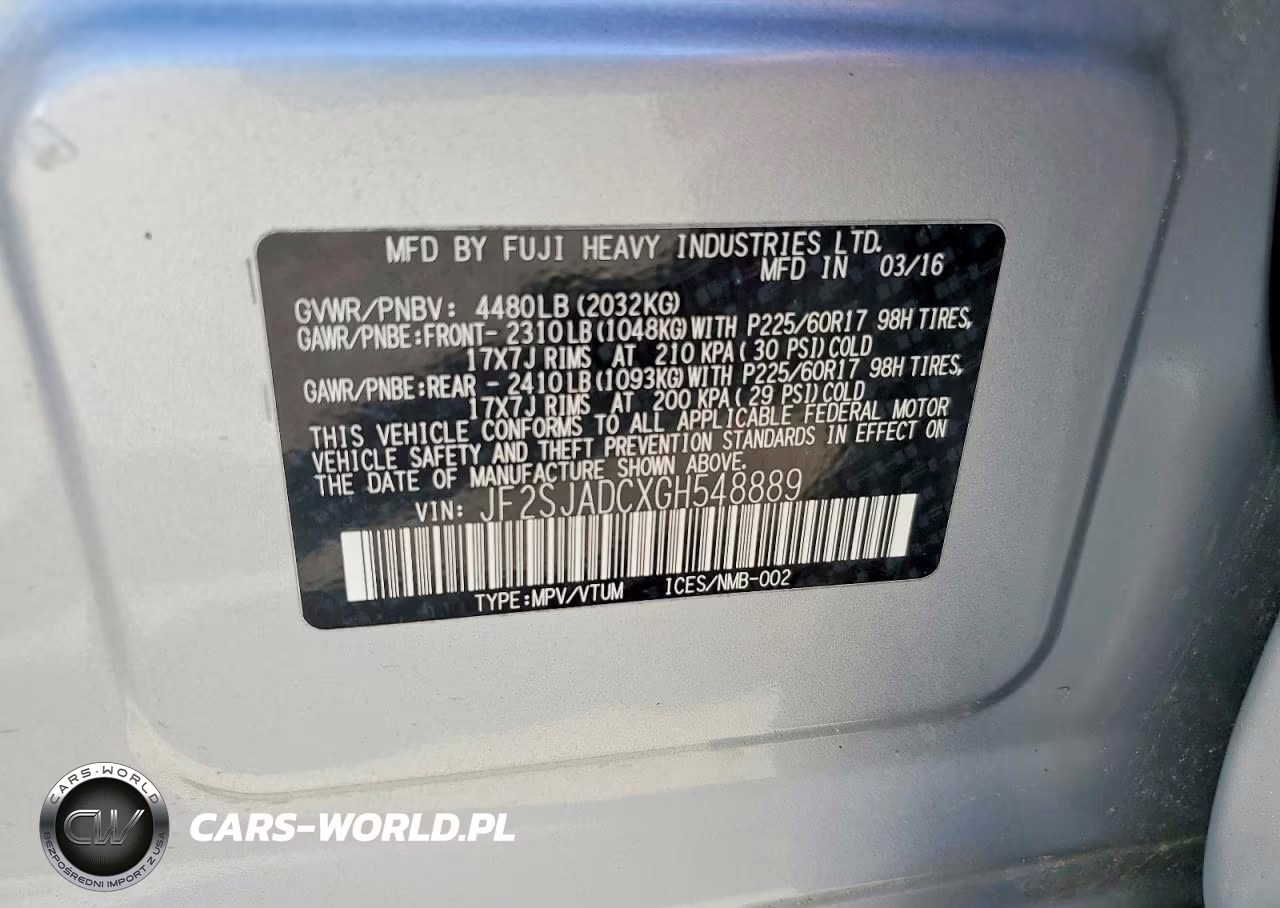 2016 Subaru Forester 2.5I Premium VIN:JF2SJADCXGH548889 - 13