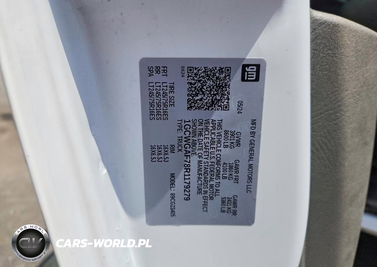 2024 Chevrolet Express 2500 Cargo Utility - Service Van VIN:1GCWGAF78R1179279 - 13