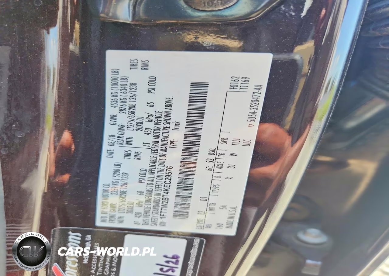 2019 Ford F250 Super Duty VIN:1FT7W2BT4KEC29576 - 12