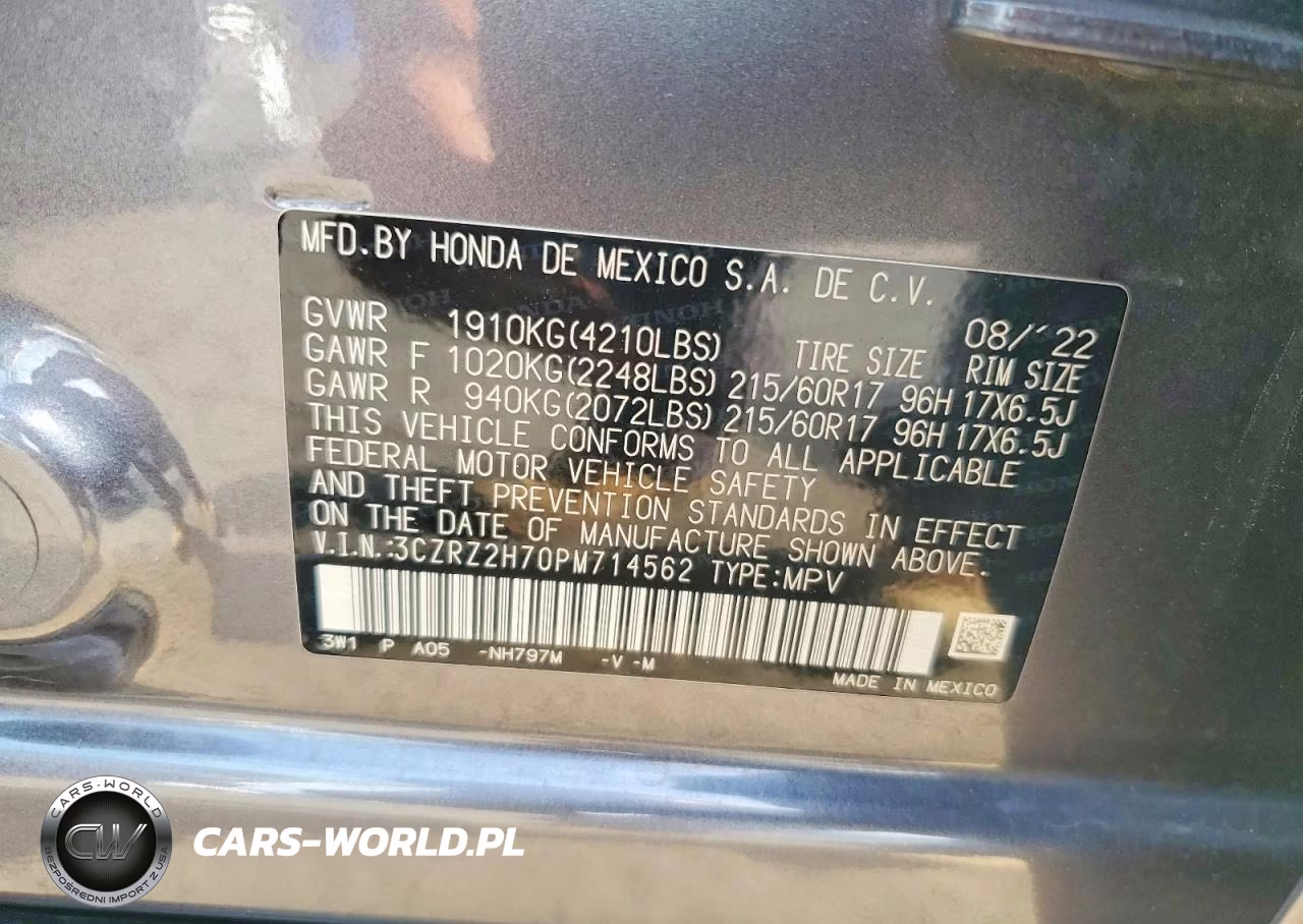 2023 Honda Hr-V Exl VIN:3CZRZ2H70PM714562 - 13