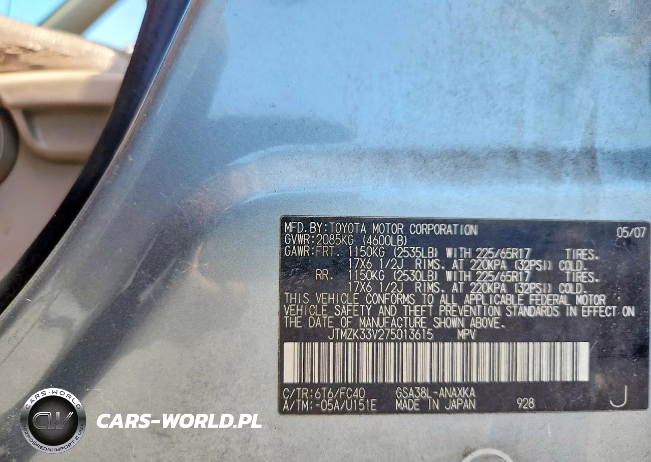 2007 Toyota Rav4 Base VIN:JTMZK33V275013615 - 13