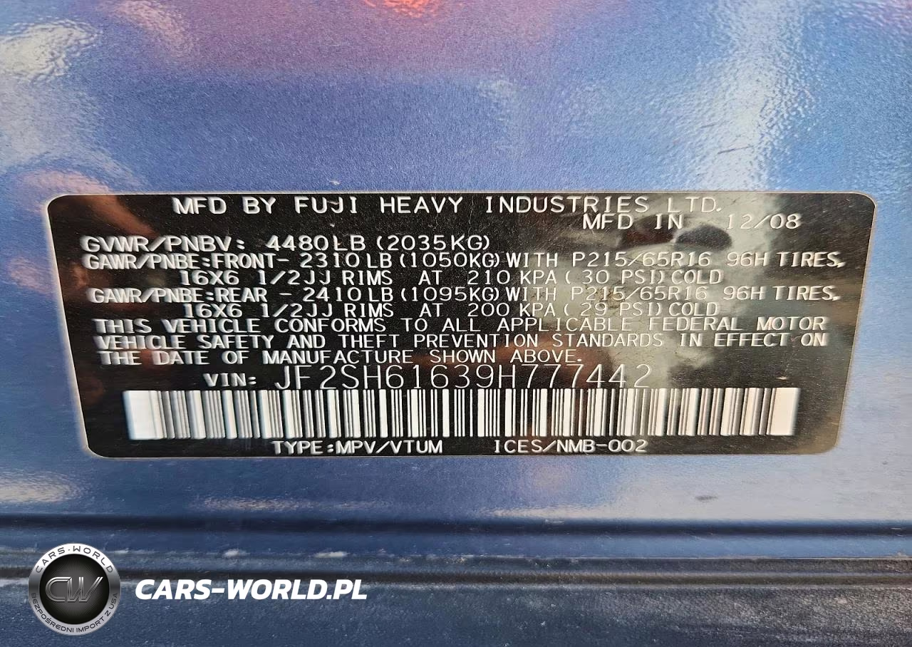 2009 Subaru Forester 2.5X VIN:JF2SH61639H777442 - 12