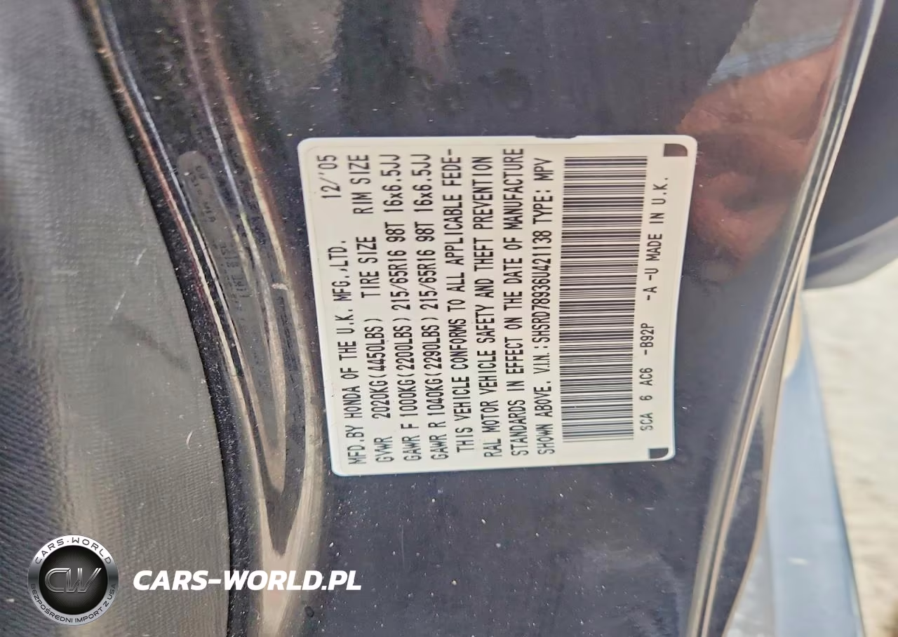 2006 Honda Cr-V Se VIN:SHSRD78936U421138 - 12