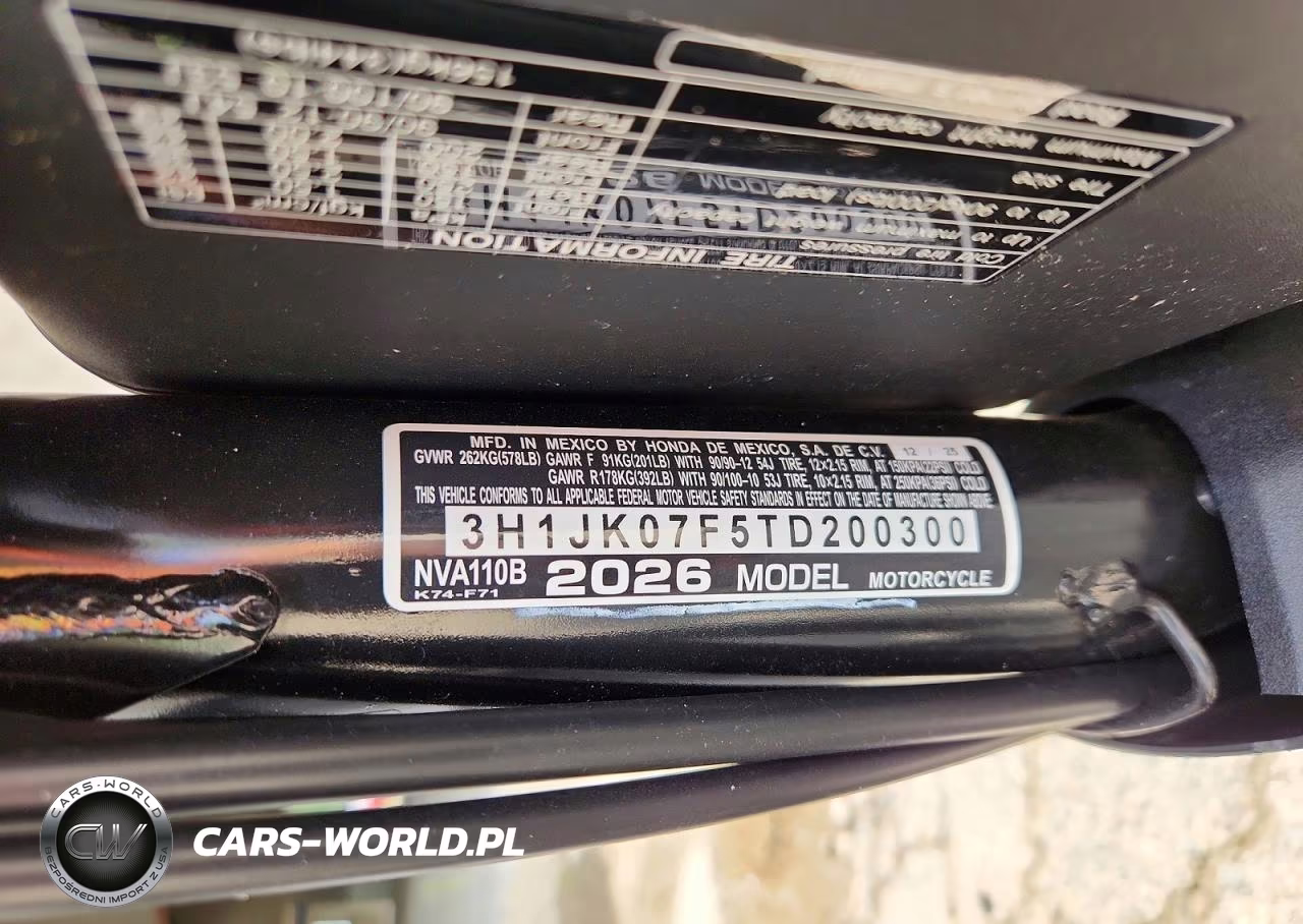 2026 Honda Nva110 VIN:3H1JK07F5TD200300 - 9