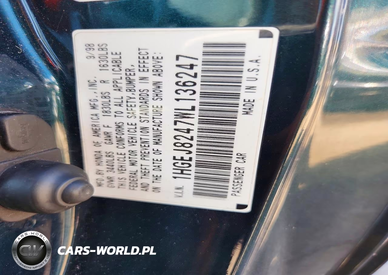 1998 Honda Civic Ex VIN:1HGEJ8247WL136247 - 12