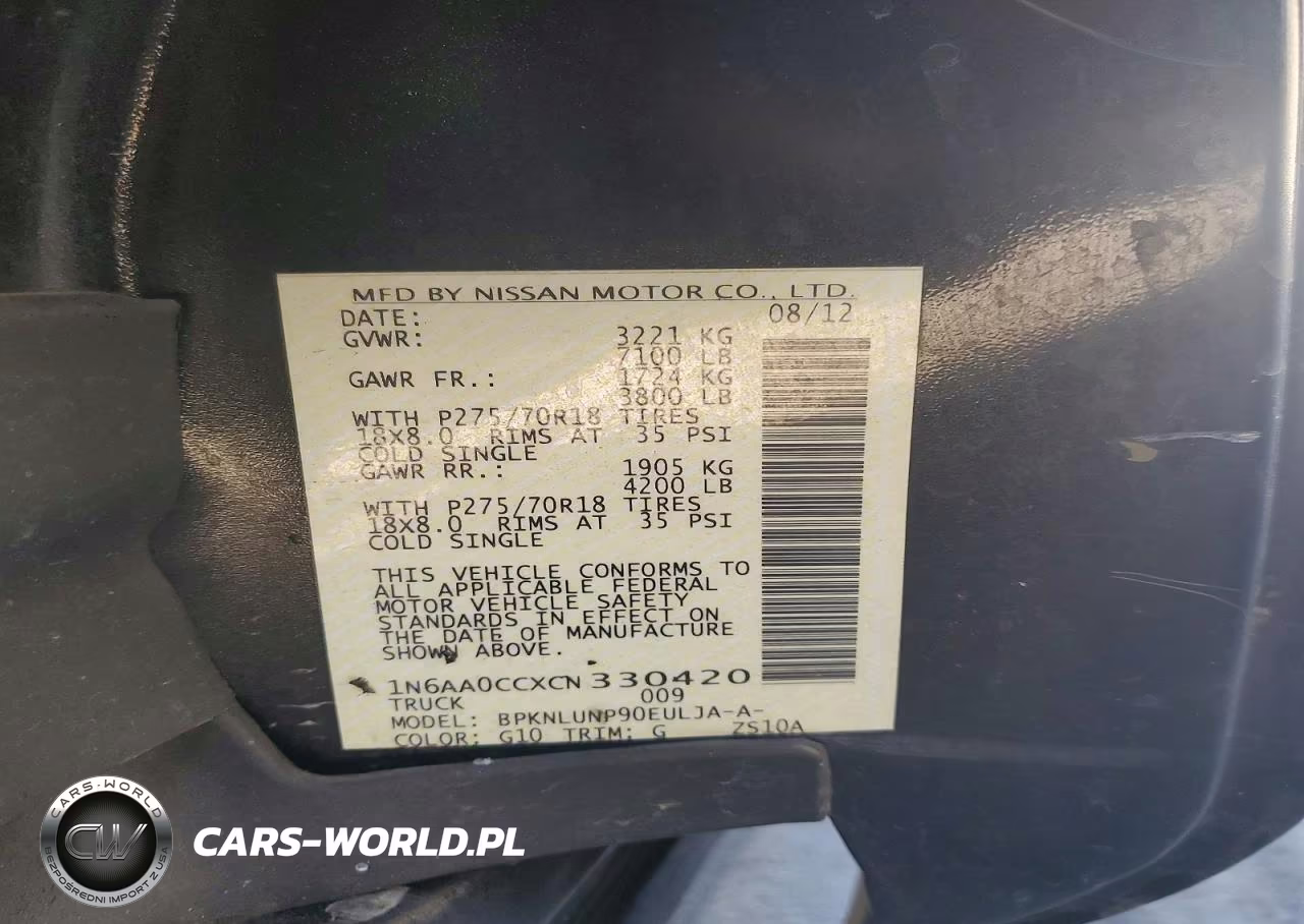 2012 Nissan Titan Sv VIN:1N6AA0CCXCN330420 - 13