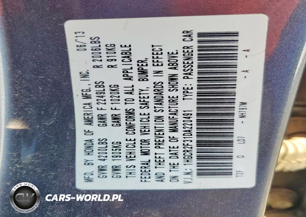 2013 Honda Accord Lx VIN:1HGCR2F31DA220491 - 12