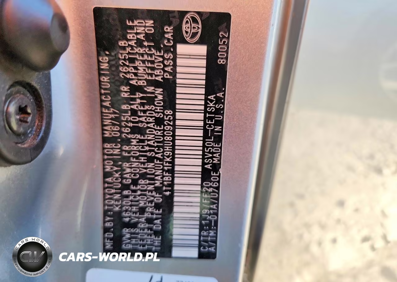 2017 Toyota Camry Se VIN:4T1BF1FK9HU809258 - 12