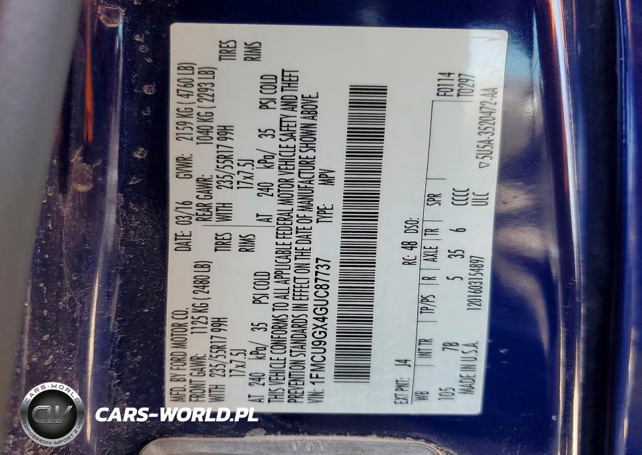 2016 Ford Escape Se VIN:1FMCU9GX4GUC87737 - 13