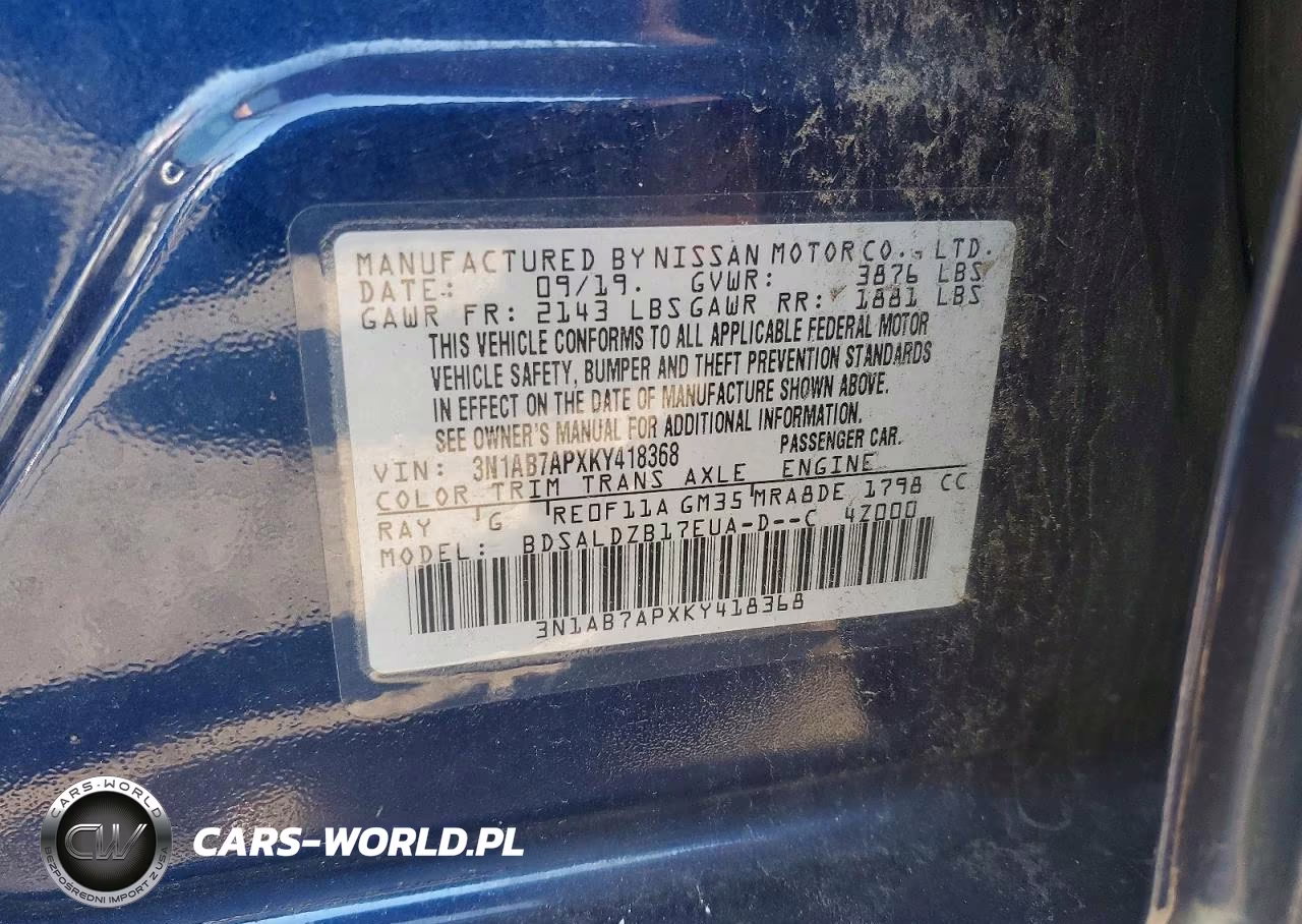 2019 Nissan Sentra Sv VIN:3N1AB7APXKY418368 - 13