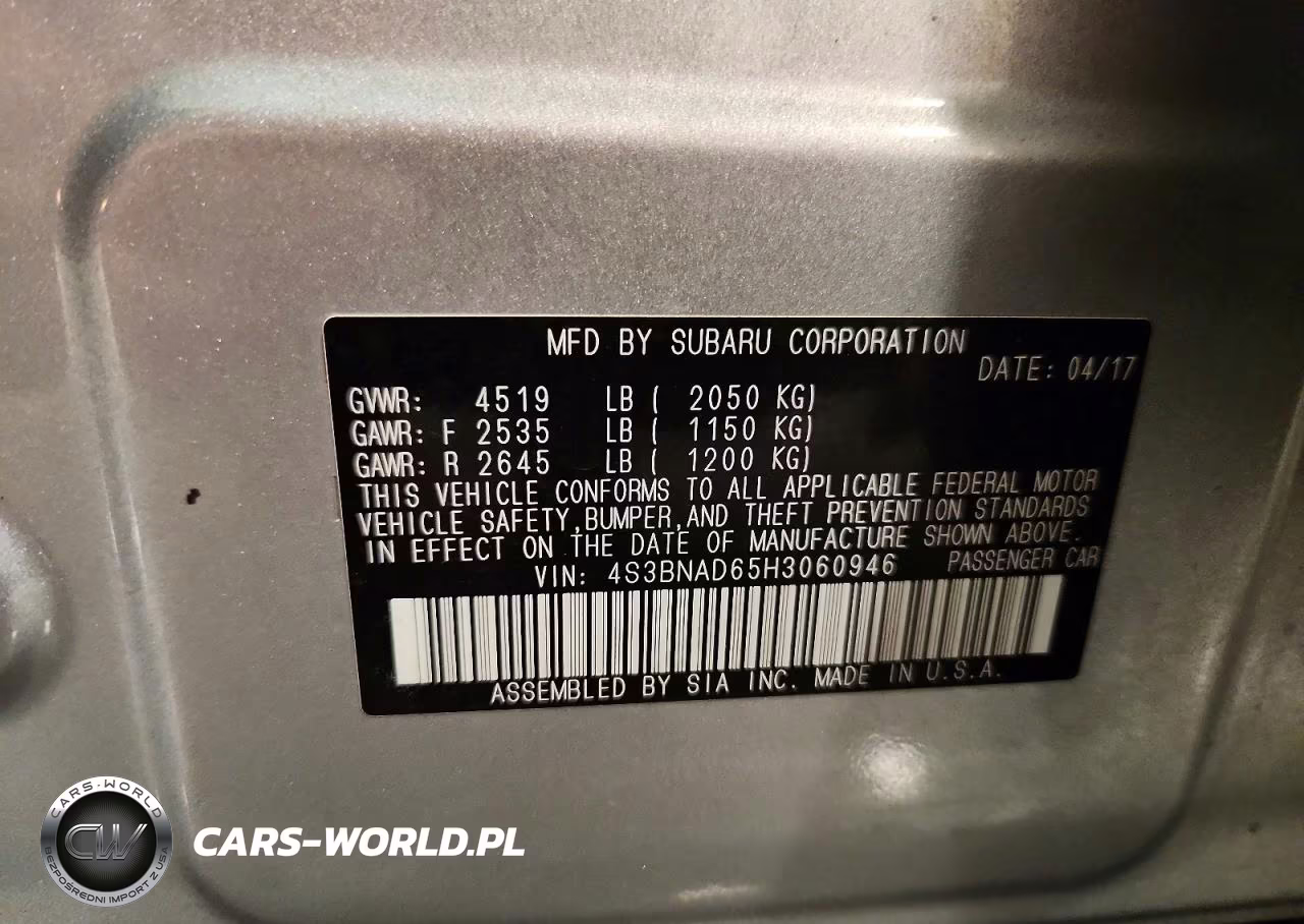 2017 Subaru Legacy 2.5I Premium VIN:4S3BNAD65H3060946 - 12