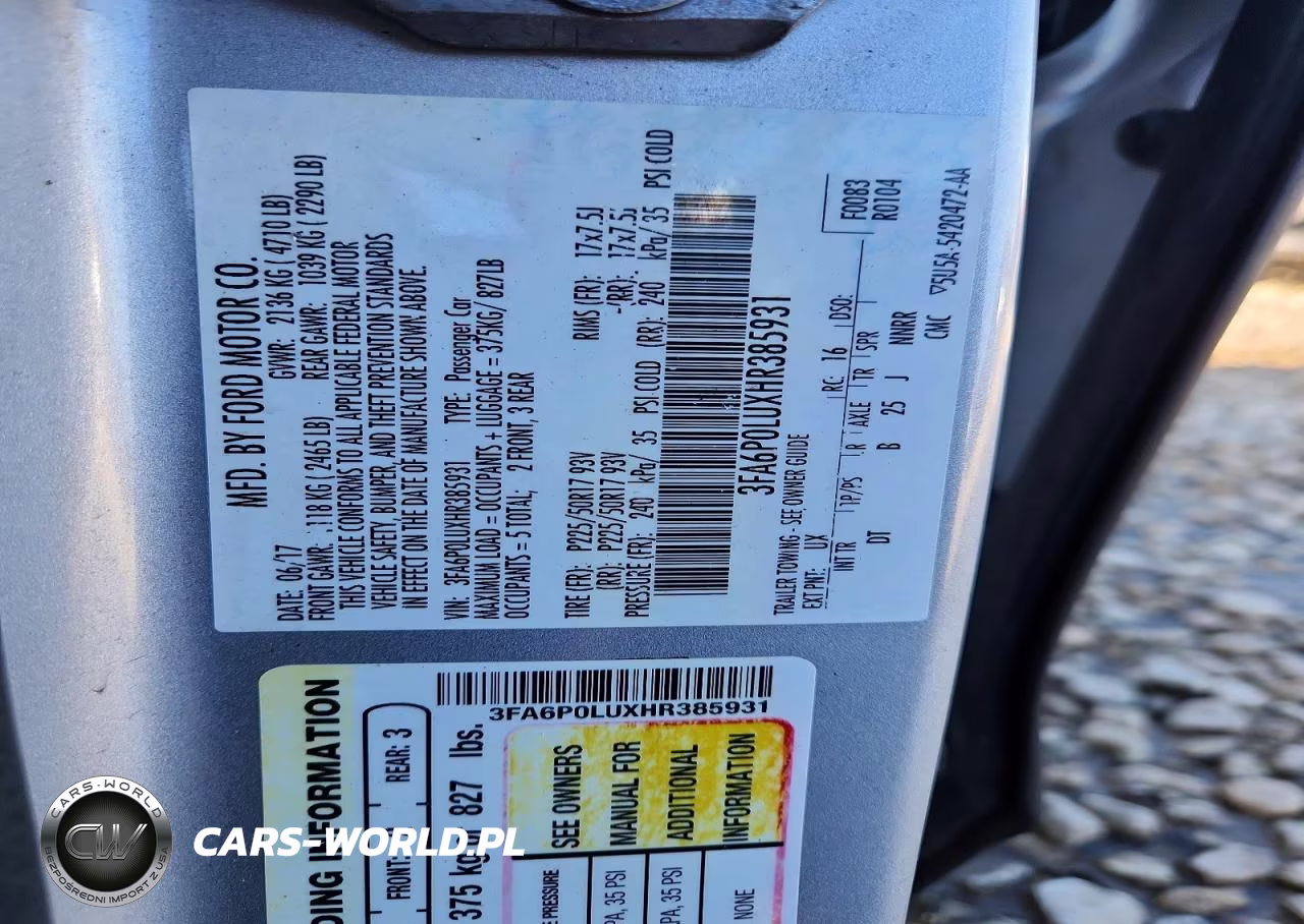 2017 Ford Fusion Se Hybrid VIN:3FA6P0LUXHR385931 - 13
