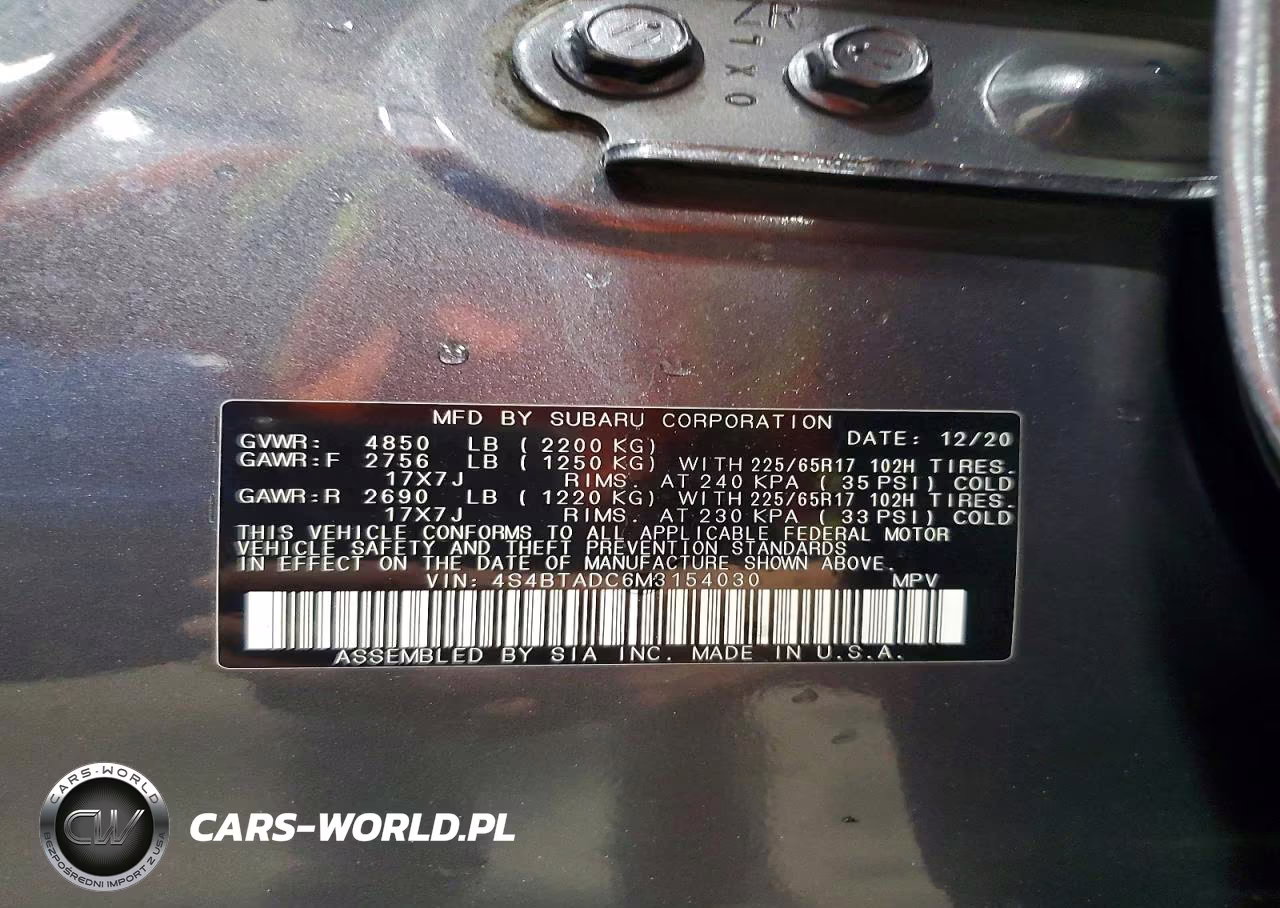 2021 Subaru Outback Premium VIN:4S4BTADC6M3154030 - 14