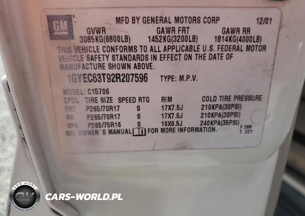 2002 Cadillac Escalade Luxury VIN:1GYEC63T92R207596 - 13