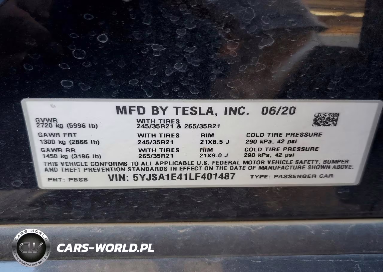 2020 Tesla Model S VIN:5YJSA1E41LF401487 - 13