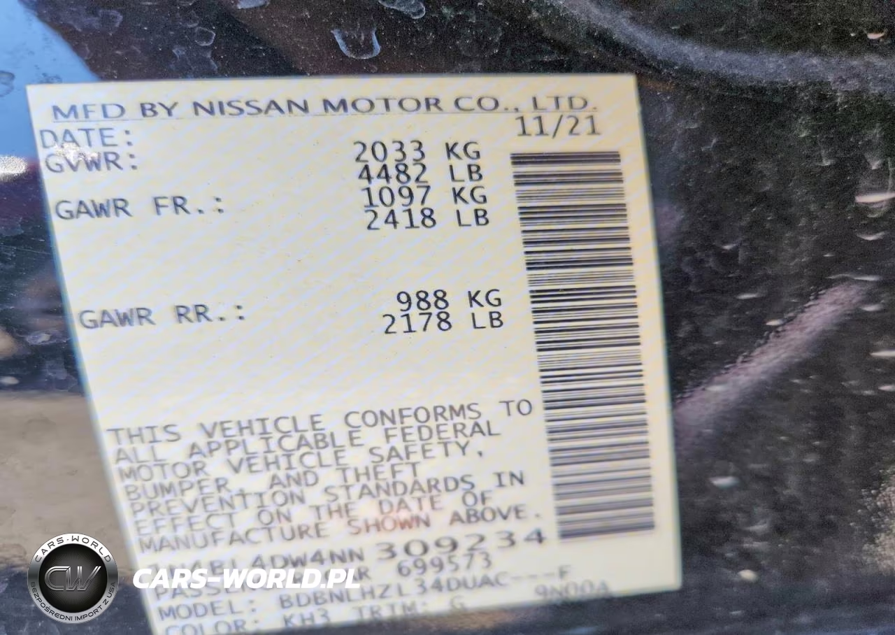 2022 Nissan Altima Sv VIN:1N4BL4DW4NN309234 - 13