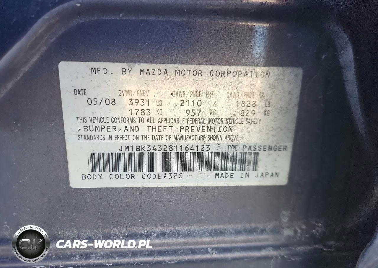 2008 Mazda 3 Hatchback VIN:JM1BK343281164123 - 13