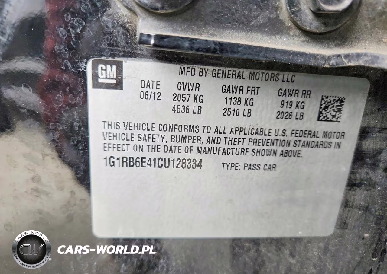 2012 Chevrolet Volt VIN:1G1RB6E41CU128334 - 12