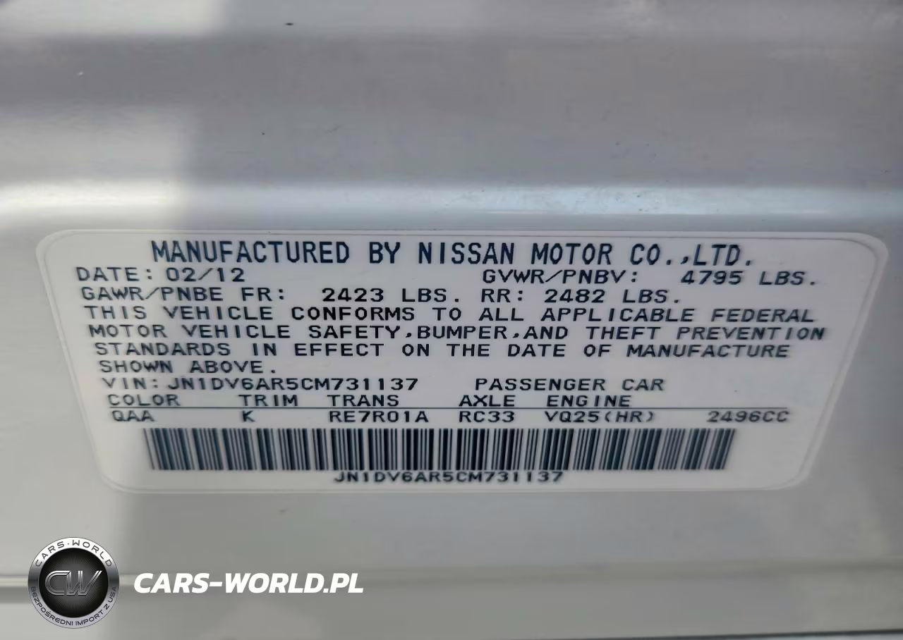 2012 Infiniti G25 Sedan X VIN:JN1DV6AR5CM731137 - 12