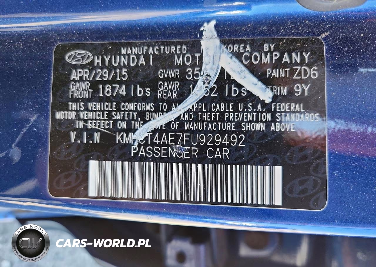 2015 Hyundai Accent Gls VIN:KMHCT4AE7FU929492 - 12