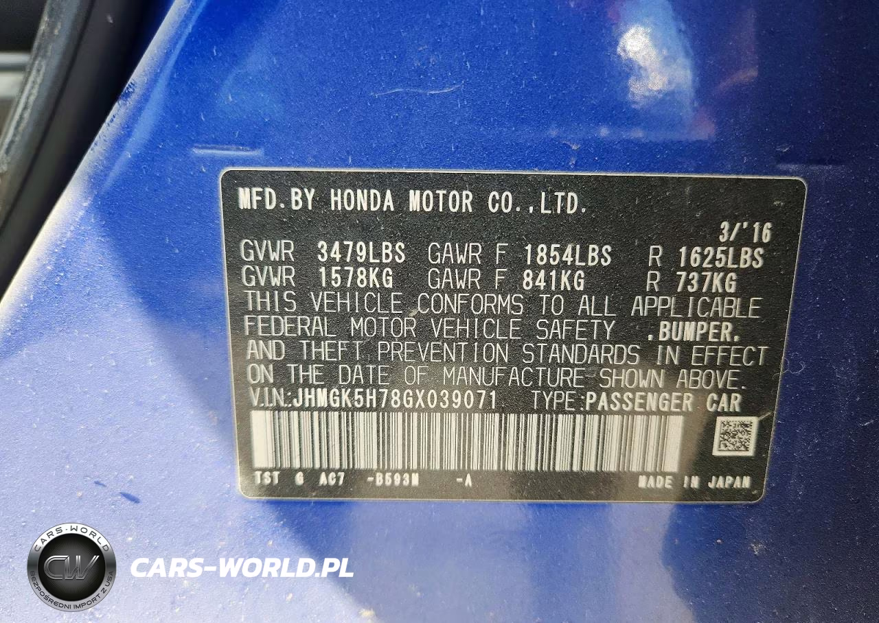 2016 Honda Fit Ex VIN:JHMGK5H78GX039071 - 13