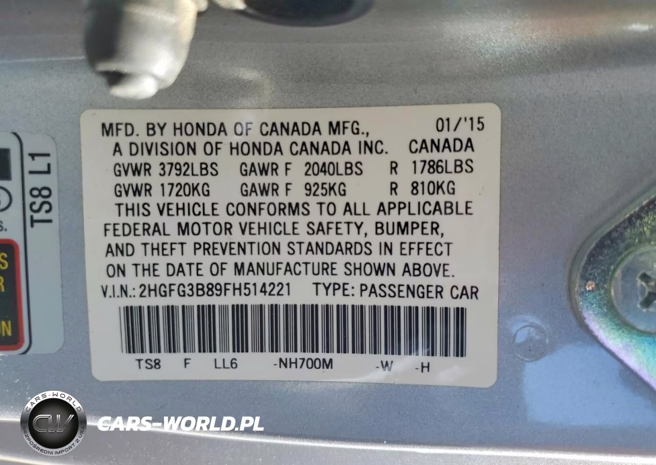 2015 Honda Civic Ex VIN:2HGFG3B89FH514221 - 12