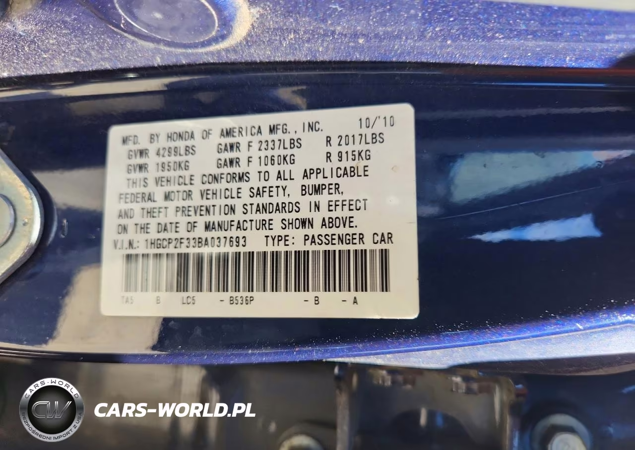 2011 Honda Accord Lx VIN:1HGCP2F33BA037693 - 13