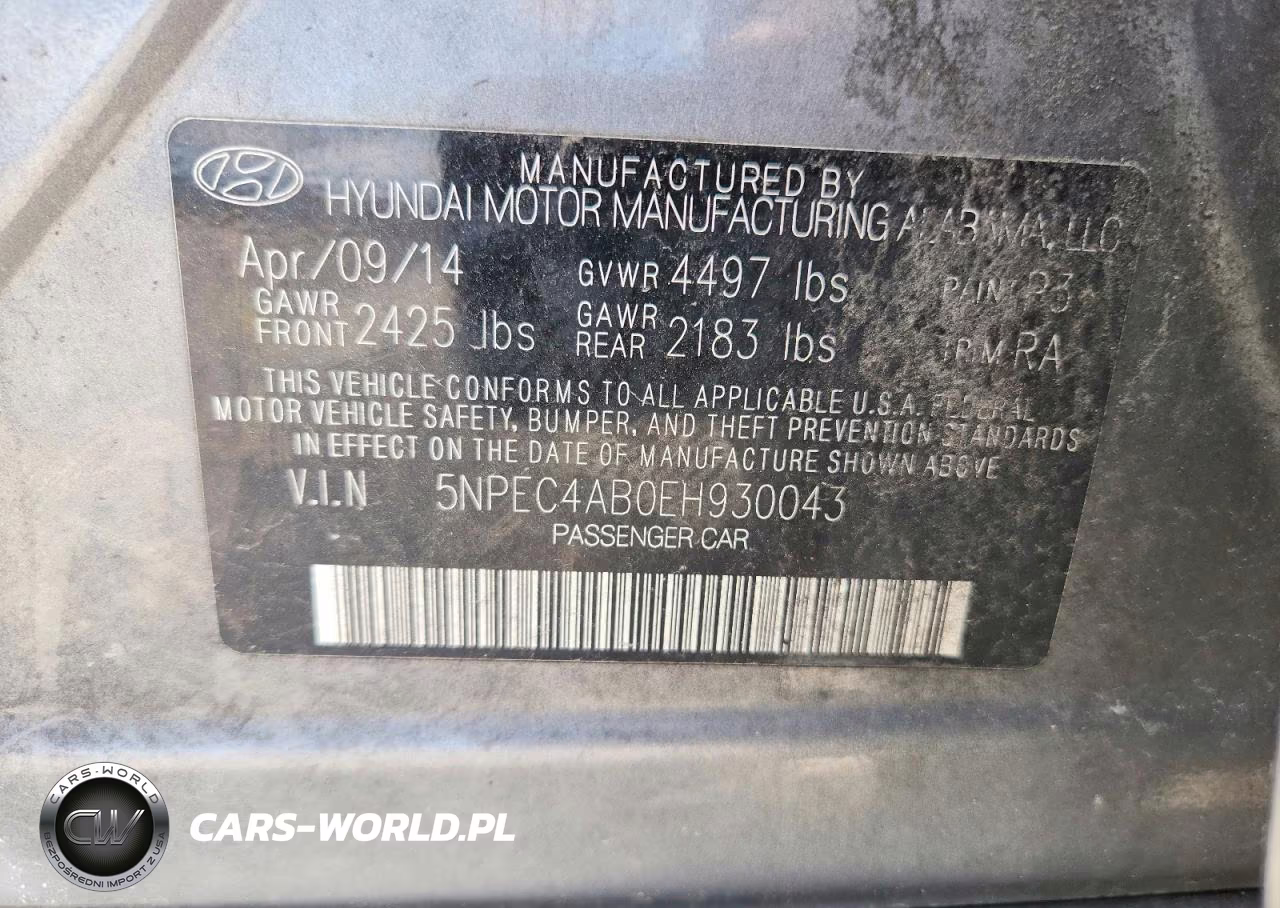 2014 Hyundai Sonata Se 2.0T VIN:5NPEC4AB0EH930043 - 12