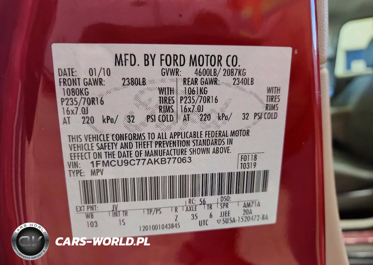 2010 Ford Escape Xls VIN:1FMCU9C77AKB77063 - 13