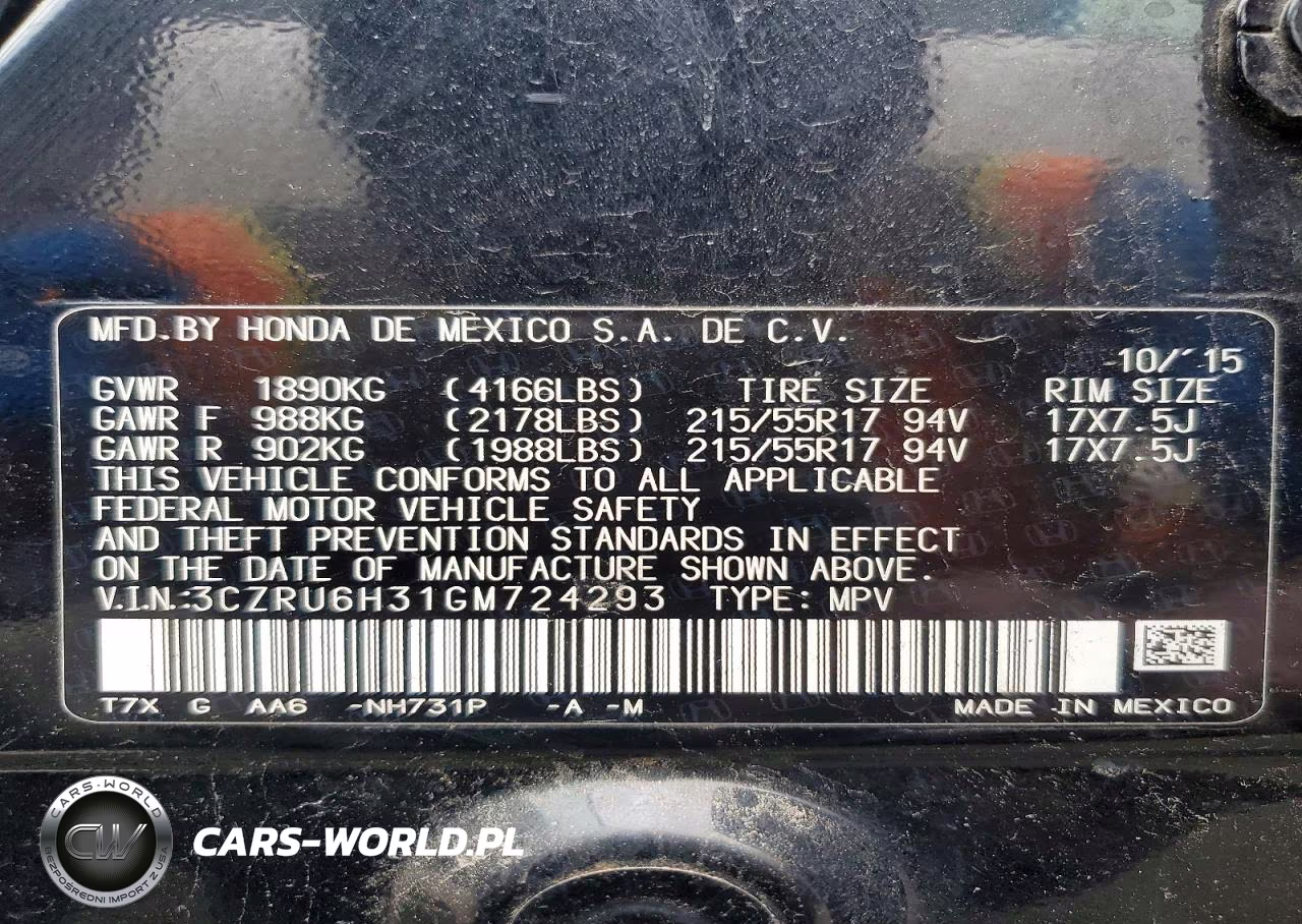 2016 Honda Hr-V Lx VIN:3CZRU6H31GM724293 - 13