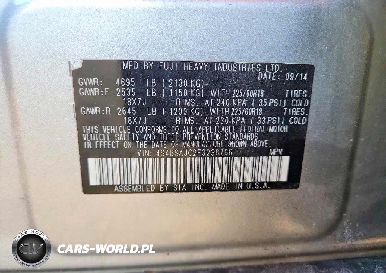 2015 Subaru Outback 2.5I Limited VIN:4S4BSAJC2F3236766 - 13