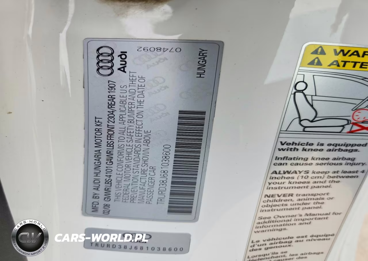 2008 Audi Tt 3.2 Quattro VIN:TRURD38J681038600 - 12