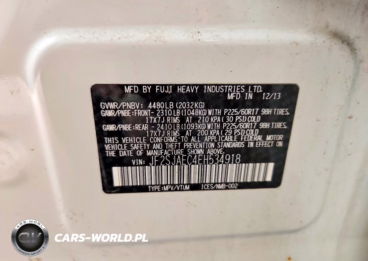 2014 Subaru Forester 2.5I Premium VIN:JF2SJAEC4EH534918 - 13