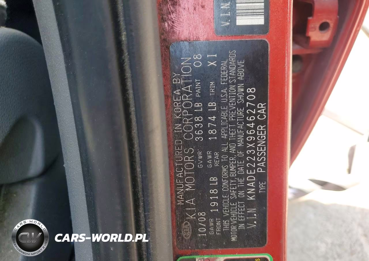 2009 Kia Rio Base VIN:KNADE223X96462708 - 12