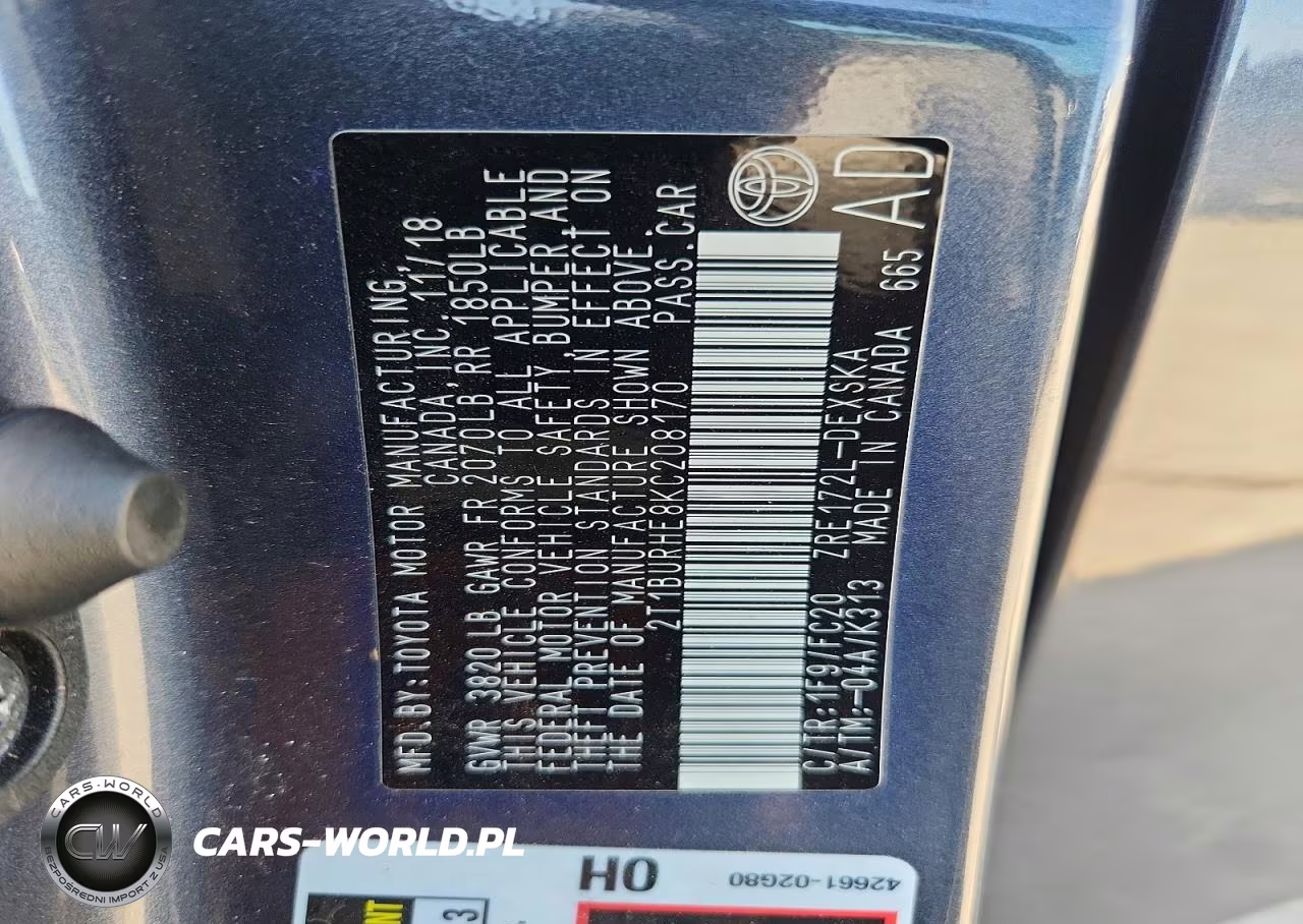 2019 Toyota Corolla Se VIN:2T1BURHE8KC208170 - 13