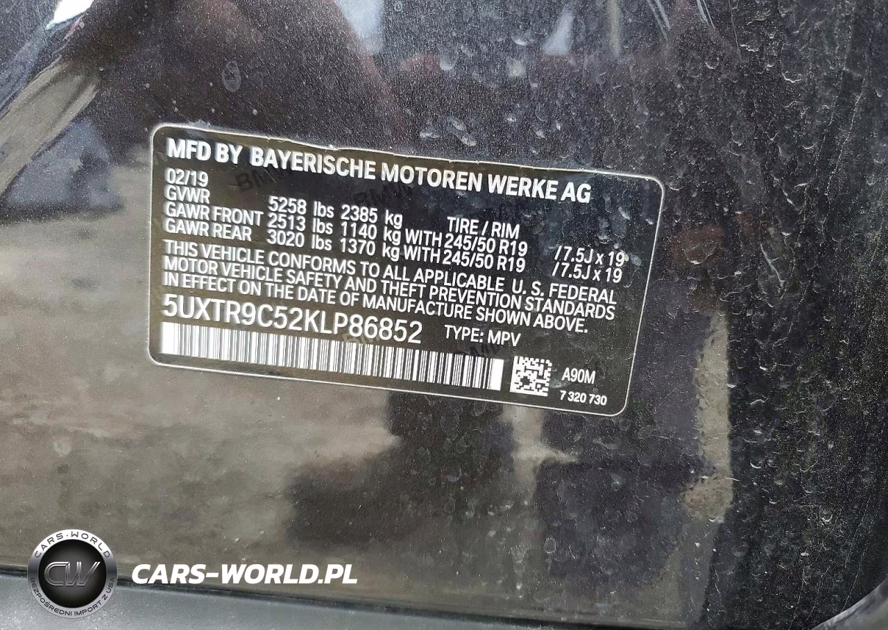 2019 BMW X3 xDrive30I VIN:5UXTR9C52KLP86852 - 14