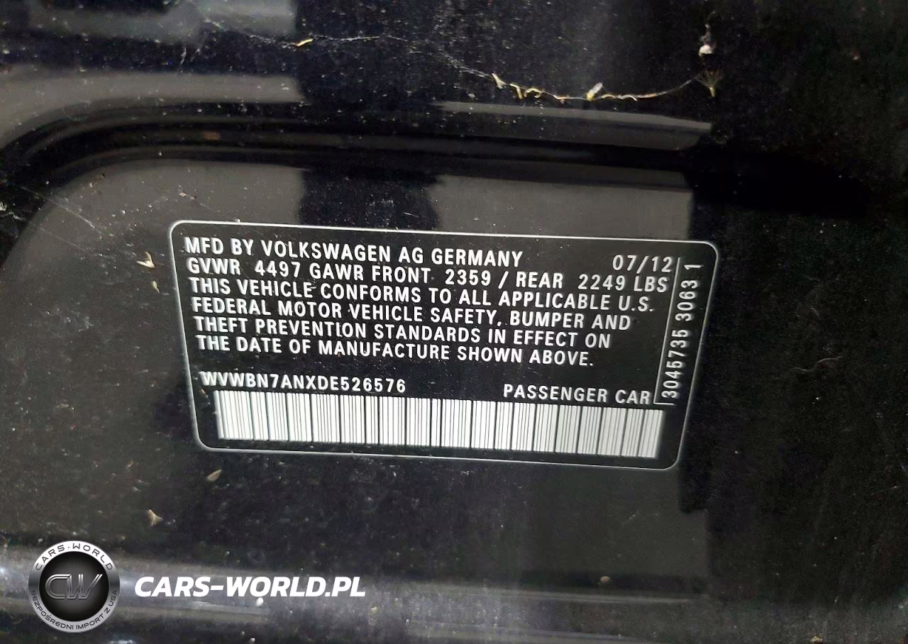2013 Volkswagen Cc Sport VIN:WVWBN7ANXDE526576 - 12