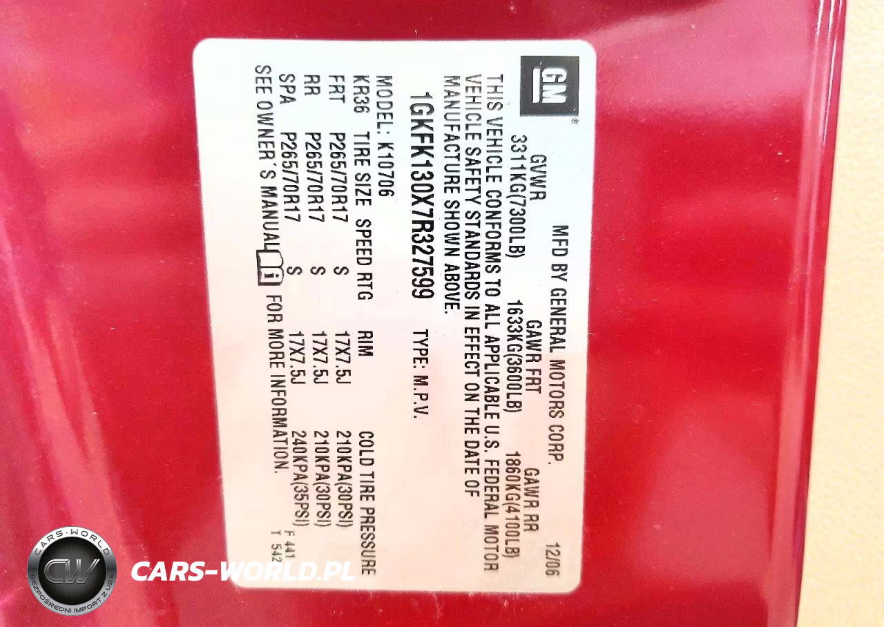 2007 GMC Yukon VIN:1GKFK130X7R327599 - 13