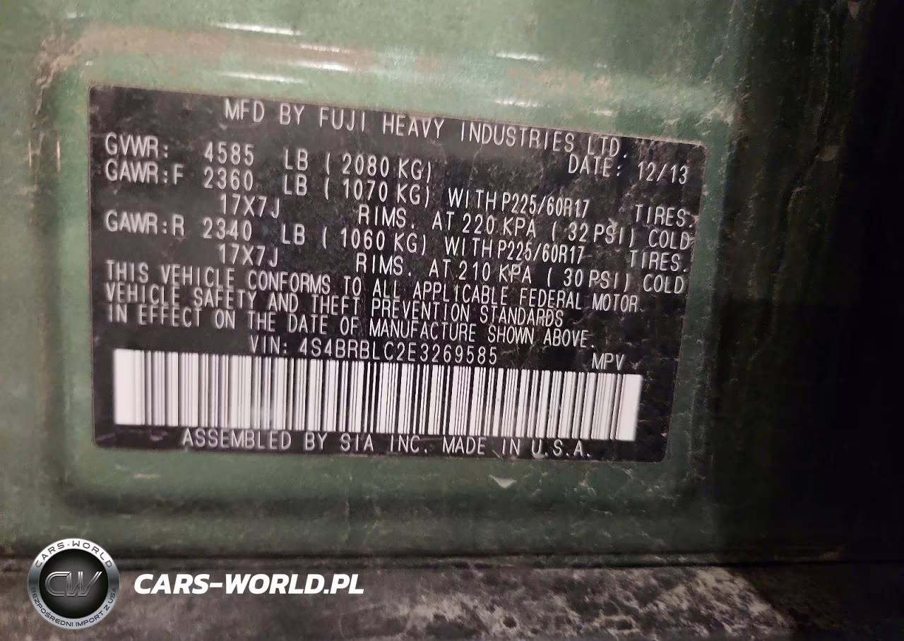 2014 Subaru Outback 2.5I Limited VIN:4S4BRBLC2E3269585 - 13