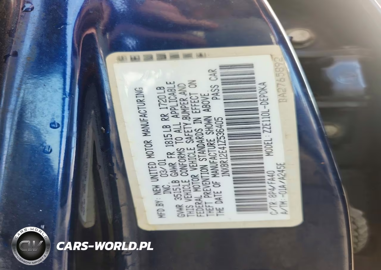 2001 Toyota Corolla Le VIN:1NXBR12E41Z536405 - 13